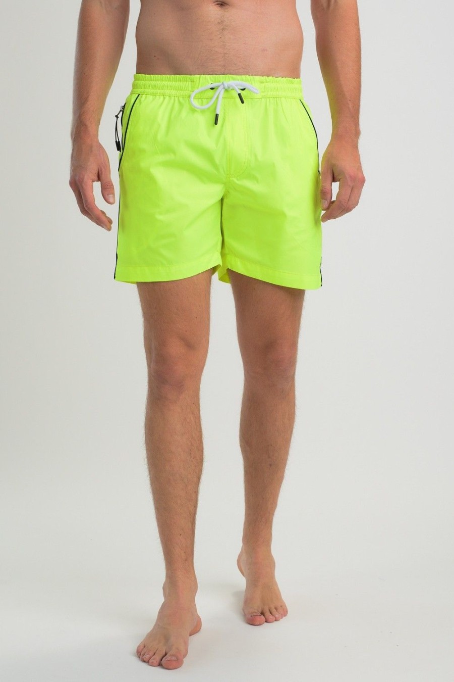 Homme Benson & Cherry Les Bas | Short De Bain Classique Uni Avec Cordon De Serrage Pacofluo Jaune