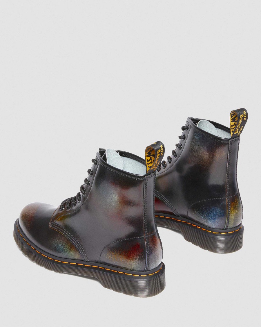 Messieurs Dr. Martens Tenias | Bottes A Lacets En Cuir 1460 For Pride Marron + Multi — Rainbow Rub Off