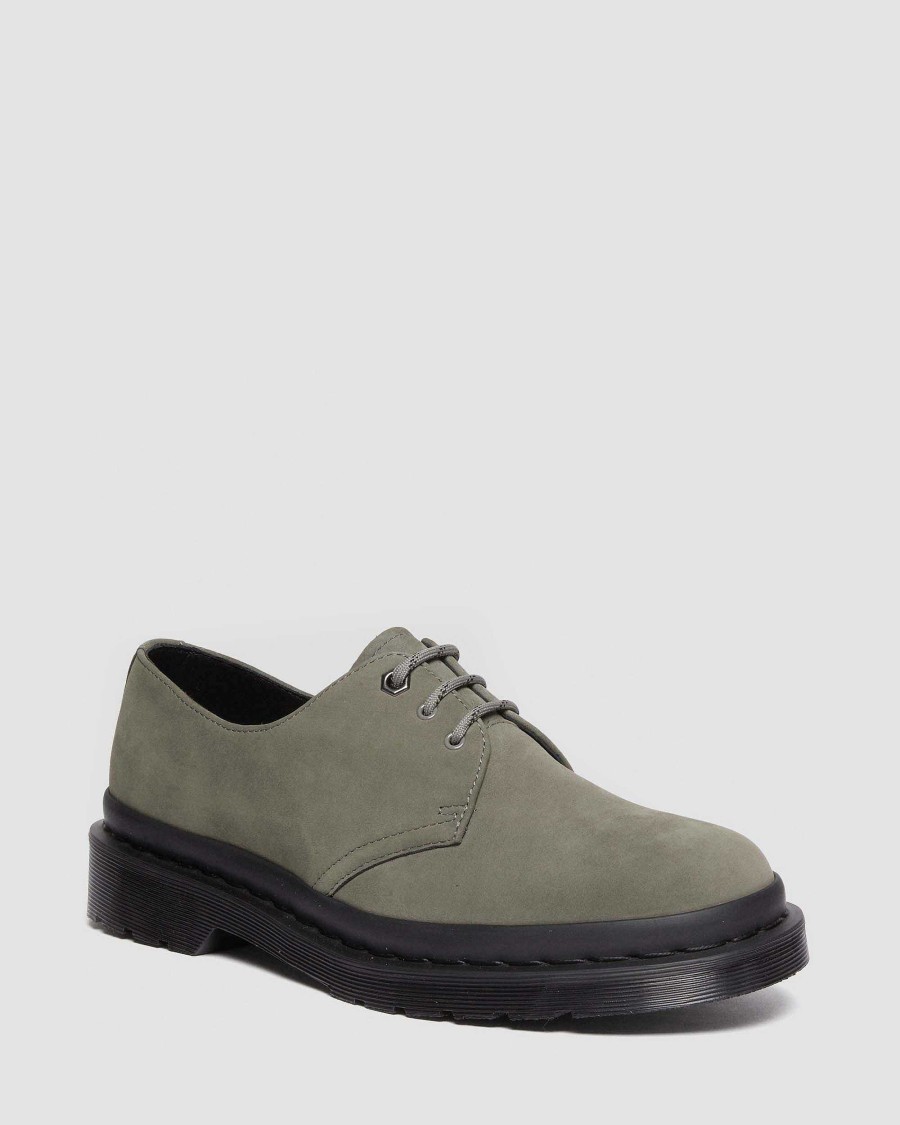 Messieurs Dr. Martens Chaussures A Lacets | 1461 Chaussures En Nubuck Fraise Gris Nickel — Nubuck Fraise Wp