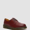 Messieurs Dr. Martens Chaussures A Lacets | Chaussures Oxford 1461 Lisses En Cuir Rouge Cerise — Lisse