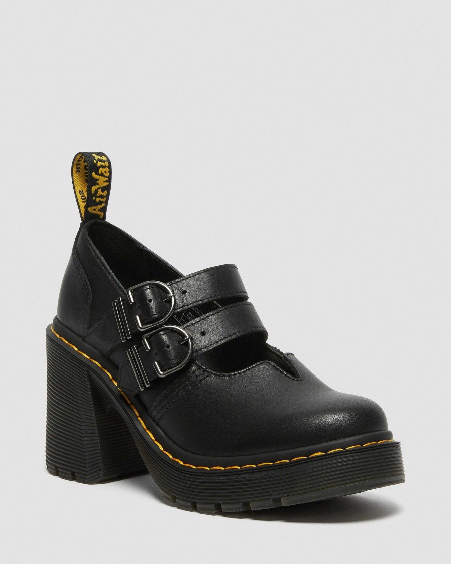 Dames Dr. Martens Chaussures Noires | Eviee Sendal - Mary Jane - Chaussures A Talons En Cuir Noir — Bois De Santal