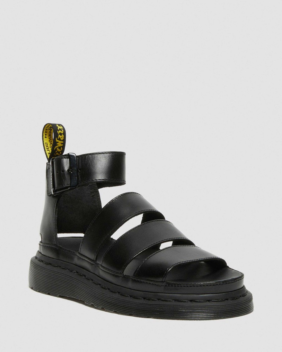 Dames Dr. Martens Sandales A Plateforme | Sandales A Brides En Cuir Clarissa Ii Noir — Brando