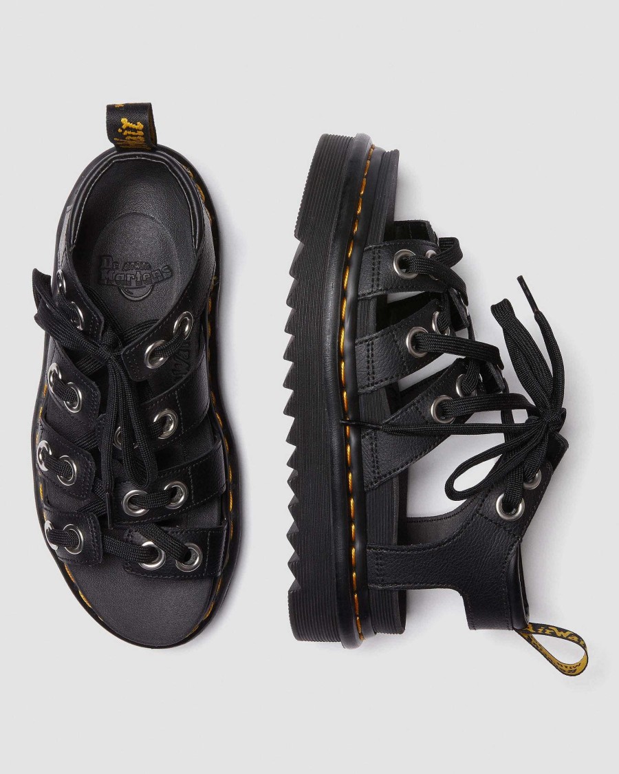 Dames Dr. Martens Sandales A Plateforme | Sandales En Cuir A Brides Athena Blaire Hardware Noir Athena