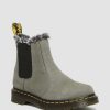 Dames Dr. Martens Bottines | 2976 Leonore Bottines Chelsea En Nubuck Doublees De Fausse Fourrure Gris Nickel — Nubuck Fraise Wp