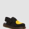 Messieurs Dr. Martens Sandales Noires | Pantoufles Jorge Smiley® En Daim Noir — Daim A Poils Longs