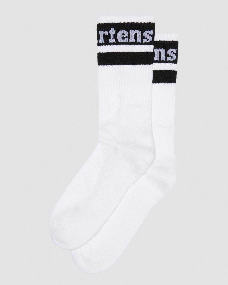 Accessoires Dr. Martens Toutes Les Chaussettes | Chaussettes En Melange De Coton Biologique Avec Logo Athletique Blanc+Noir — Melange De Coton