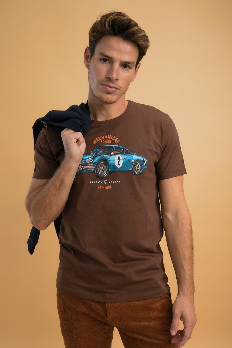 Homme Benson & Cherry T-Shirts Pour Homme | T-Shirt Manches Courtes Renault Alpine Rallye Telesco Choco