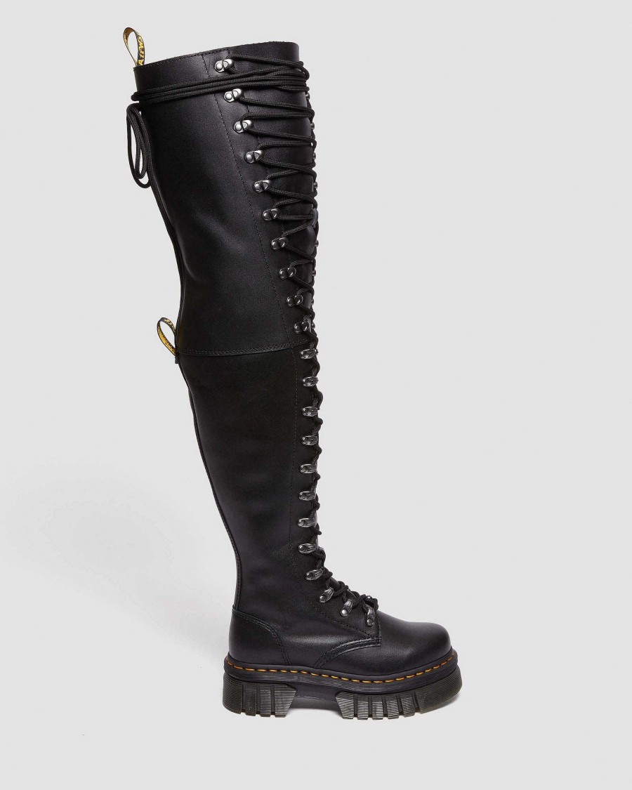 Dames Dr. Martens Maihars A Haut Manche | Bottes En Cuir A Lacets Audrick 22I Xtrm Noir — Nappa Lux