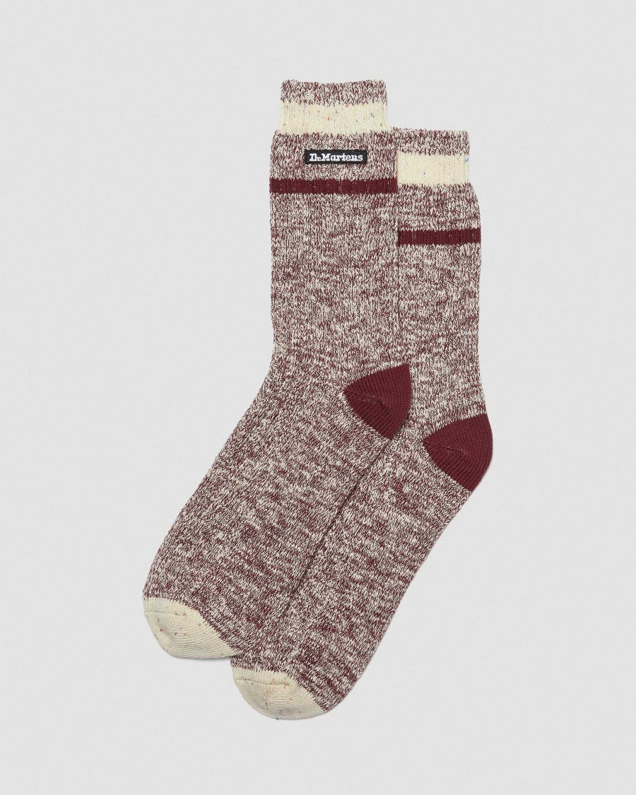 Accessoires Dr. Martens Toutes Les Chaussettes | Chaussettes Chinees En Melange De Coton Biologique Oxblood — Melange De Coton