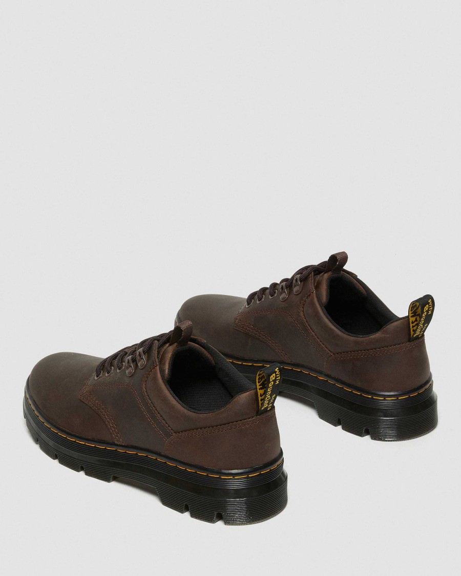 Messieurs Dr. Martens Chaussures Decontractees | Chaussures Utilitaires En Cuir Reeder Crazy Horse Marron Fonce — Crazy Horse+Pu