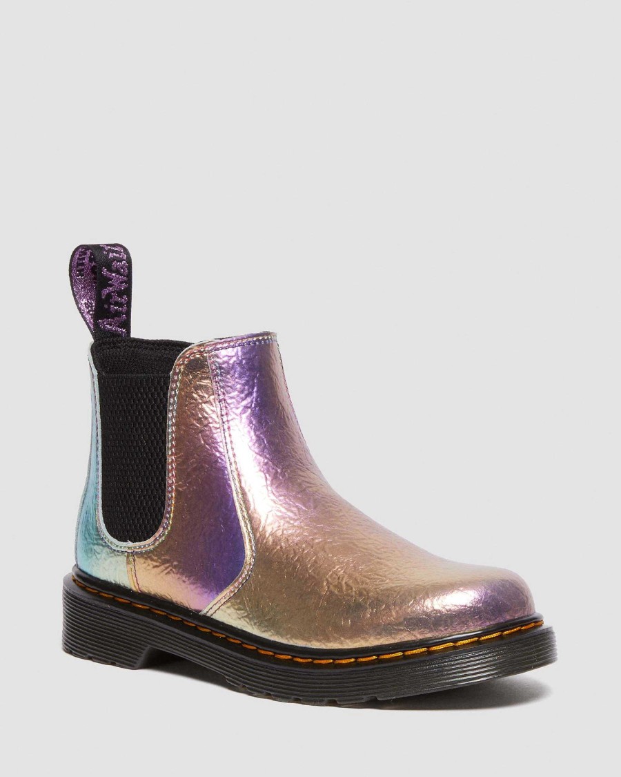 Enfants Dr. Martens Maihars Pour Enfants | Bottines Chelsea En Cuir Froisse Arc-En-Ciel Junior 2976 Multi — Froisse Arc-En-Ciel