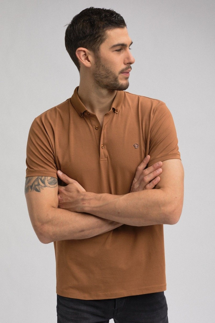 Homme Benson & Cherry Polos Pour Homme | Polo Stretch Uni Ghost Camel