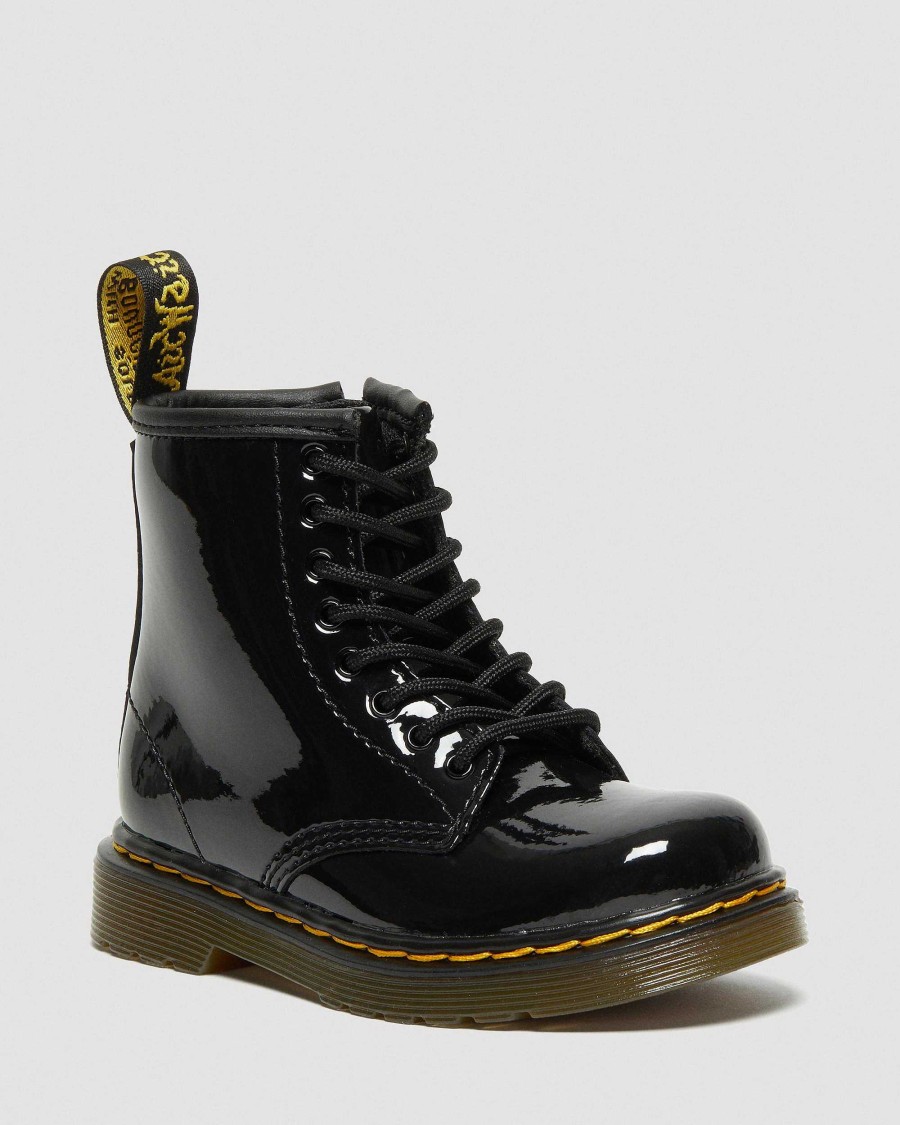 Enfants Dr. Martens Chaussures D'Ecole Pour Filles | Bandeaux A Lacets Brevetes 1460 Pour Tout-Petits Noir — Lampe Brevetee