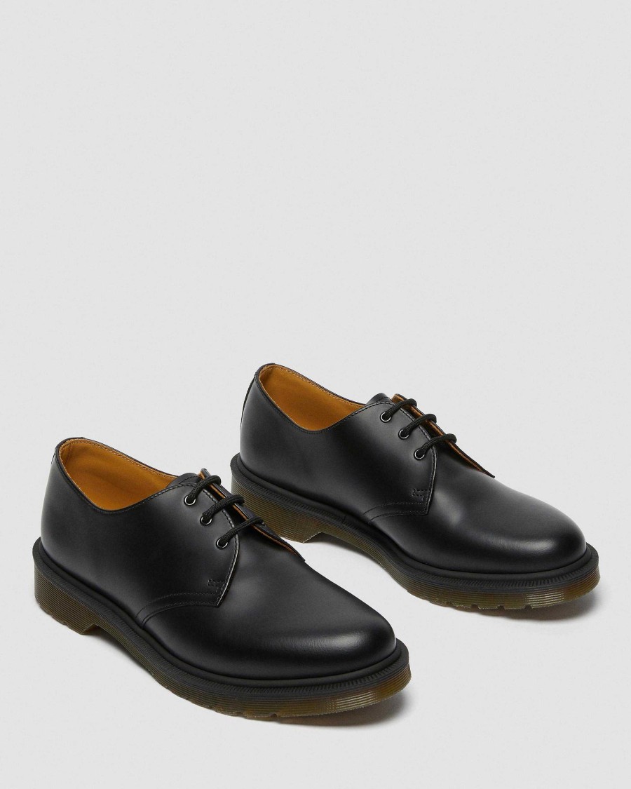 Messieurs Dr. Martens Chaussures De Fete | Chaussures Oxford 1461 En Cuir Lisse A Trepointe Etroite Et Unie Noir — Lisse