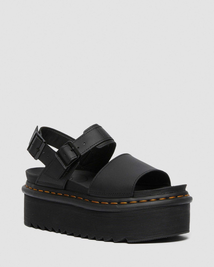 Dames Dr. Martens Sandales A Plateforme | Voss Quad Noir — Hydro