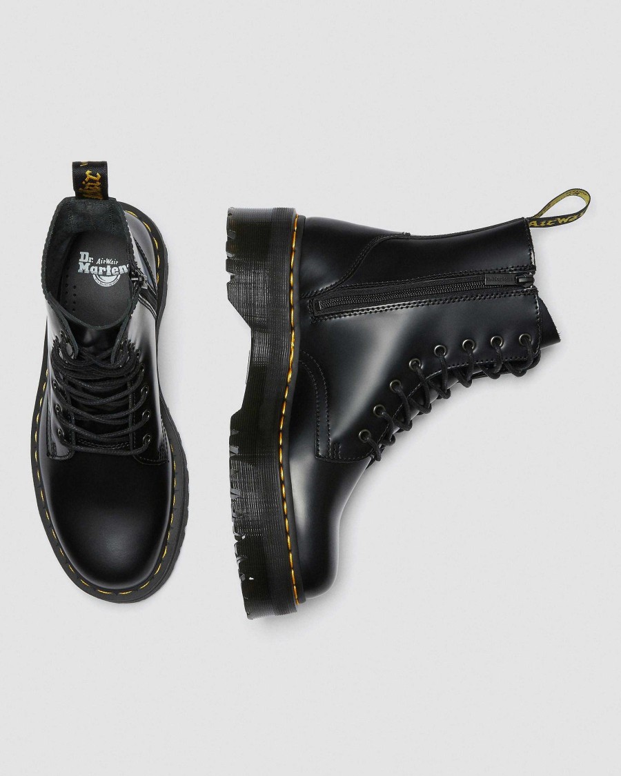 Messieurs Dr. Martens Plateformes | Plateformes Lisses Jadon Noir — Poli Lisse