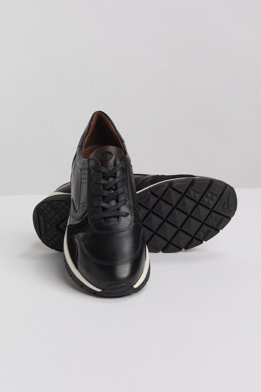 Homme Benson & Cherry | Basket Style Retro En Cuir Dionysos Noir