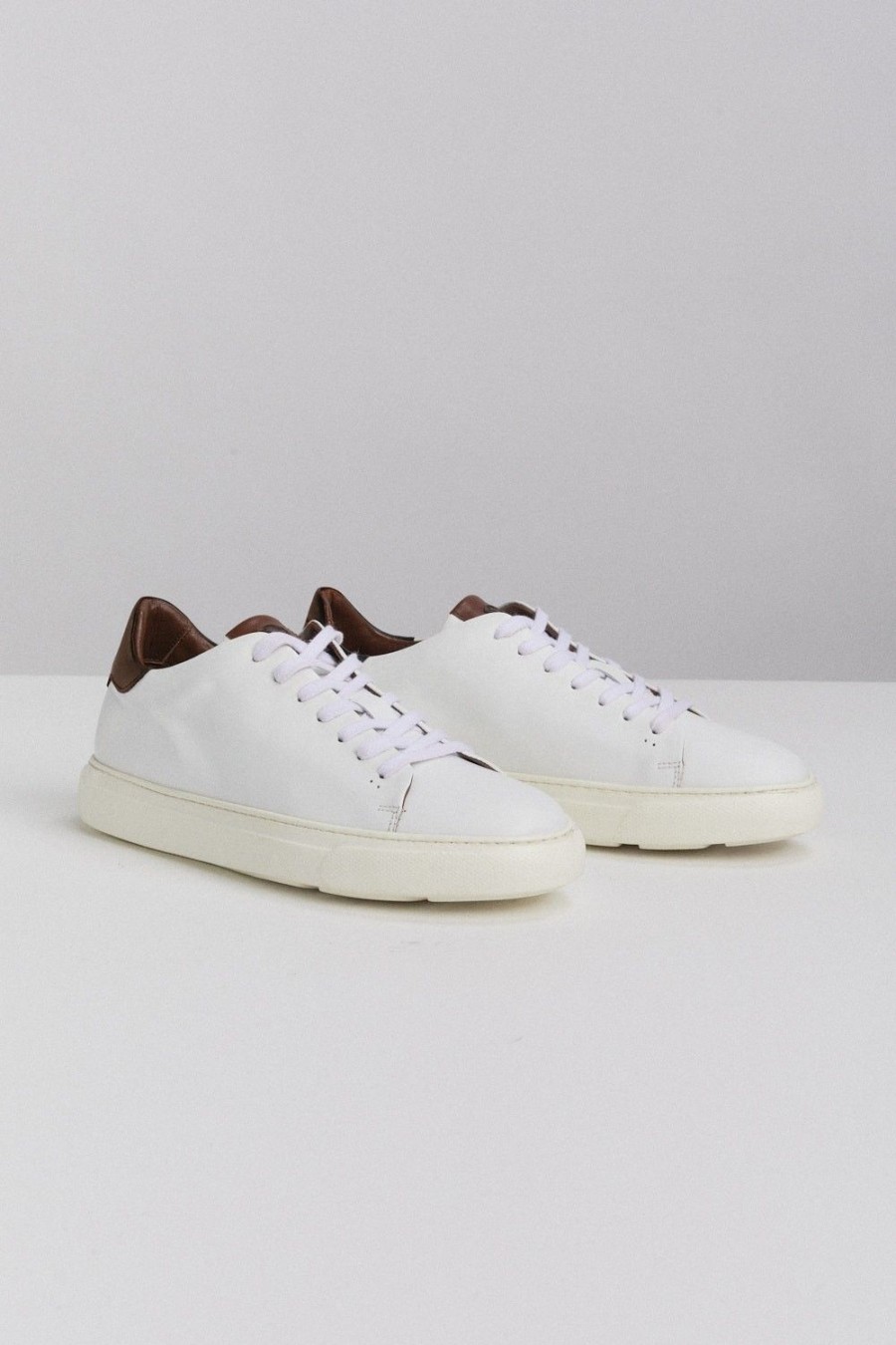 Homme Benson & Cherry | Tennis En Cuir Decca Blanc