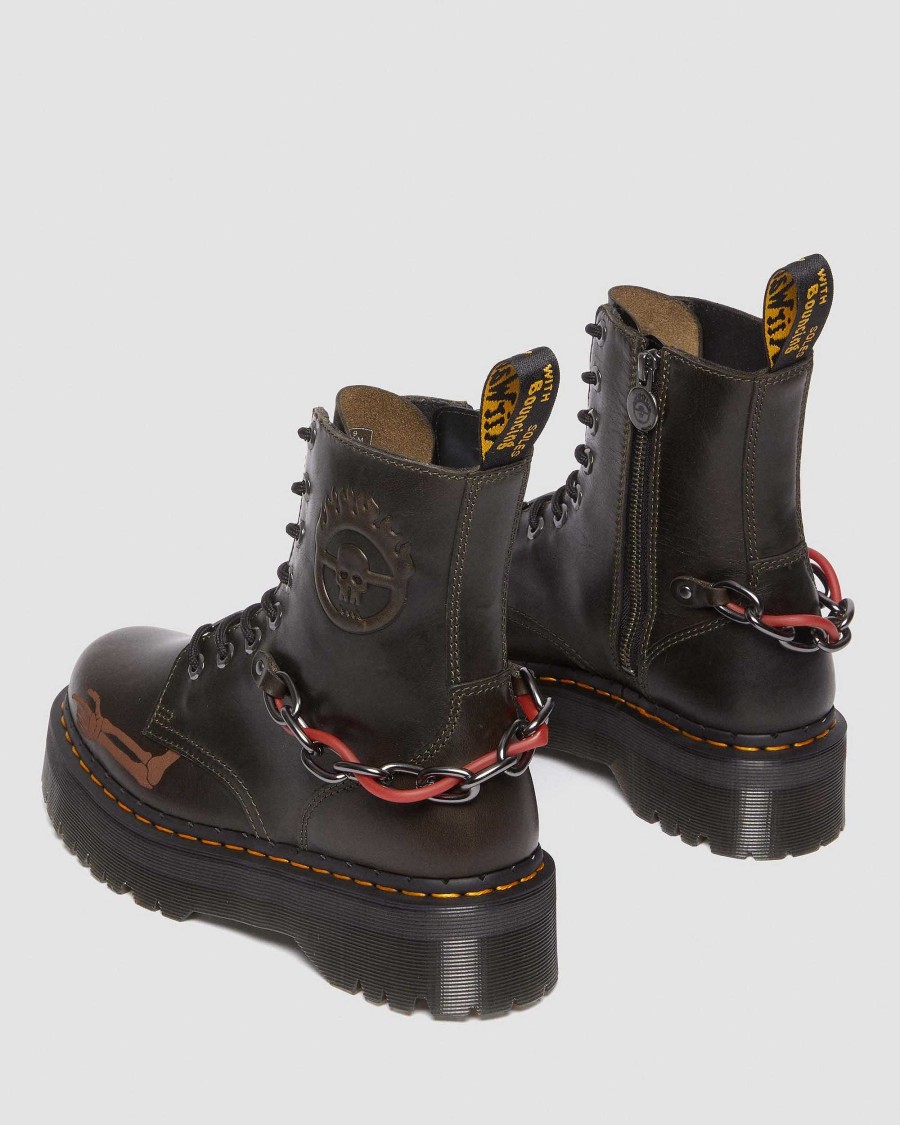 Messieurs Dr. Martens Plateformes | Peignes En Cuir Jadon Mad Max Taupe Fonce — Orleans