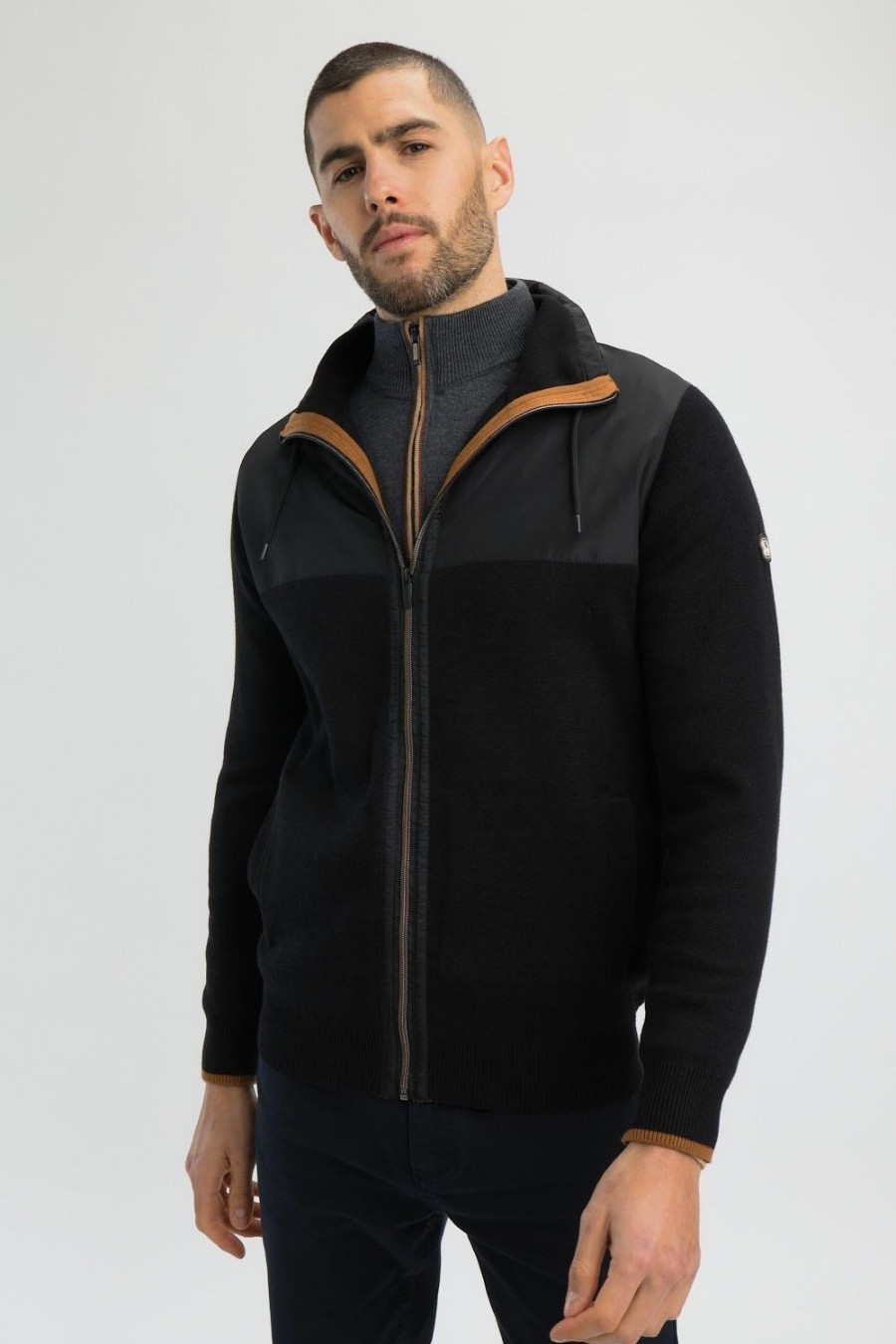 Homme Benson & Cherry Pulls Et Gilets Pour Homme | Sweat Zippe Col Montant Flauw Noir