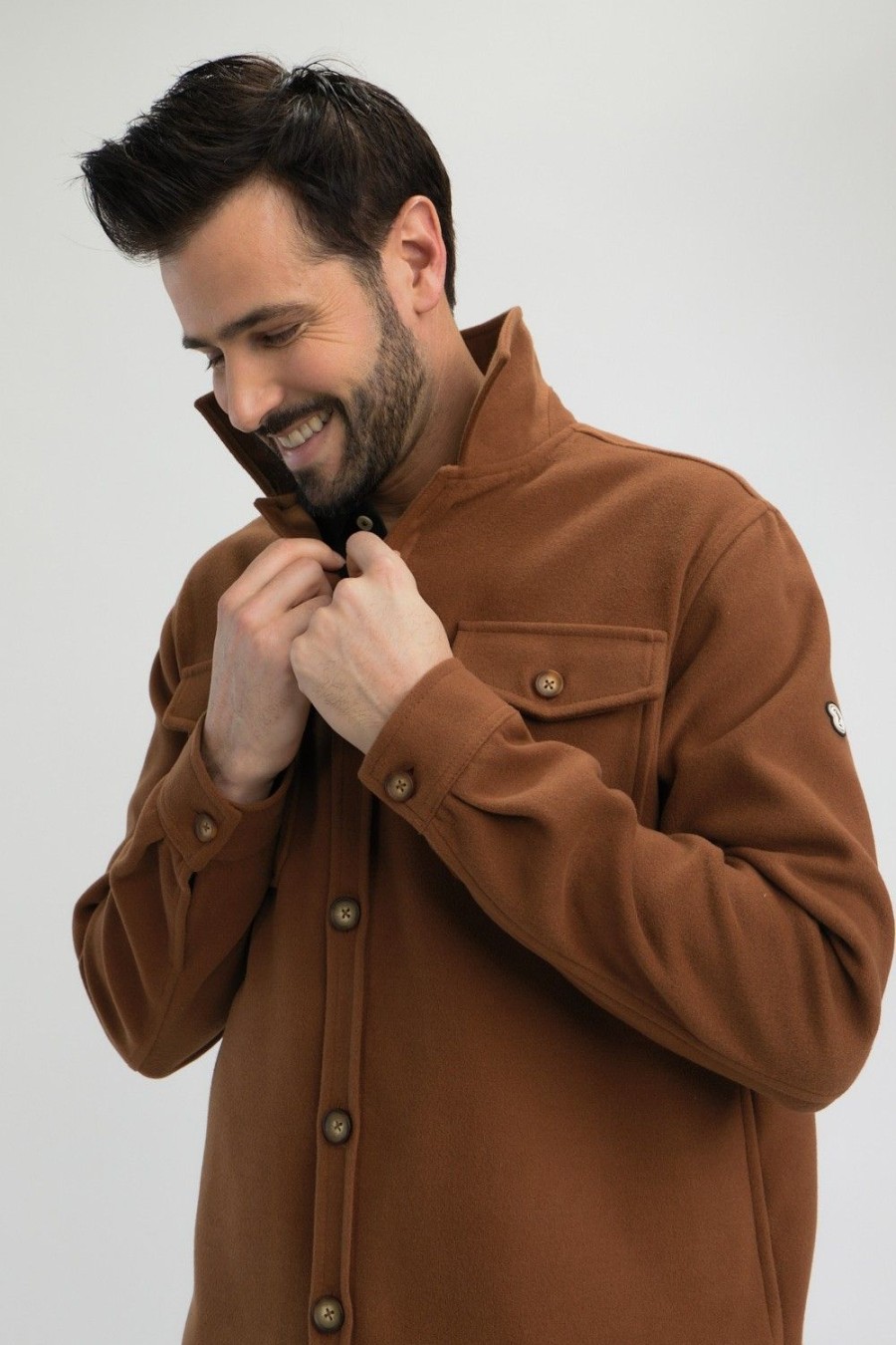 Homme Benson & Cherry Vestes Et Sweaterie Pour Homme | Surchemise Manteau Basique Soco Camel