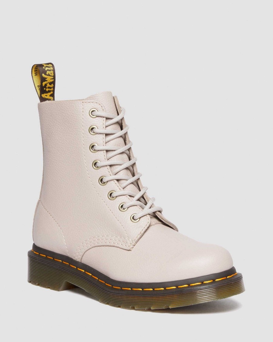 Dames Dr. Martens Tenias | Bottines A Lacets En Cuir 1460 Pascal Virginia Taupe Vintage — Virginie