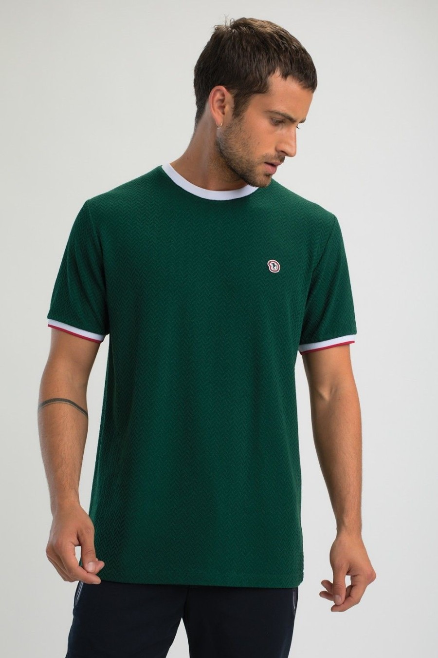 Homme Benson & Cherry T-Shirts Pour Homme | T Shirt Manches Courtes Jacquard Tibran Vert