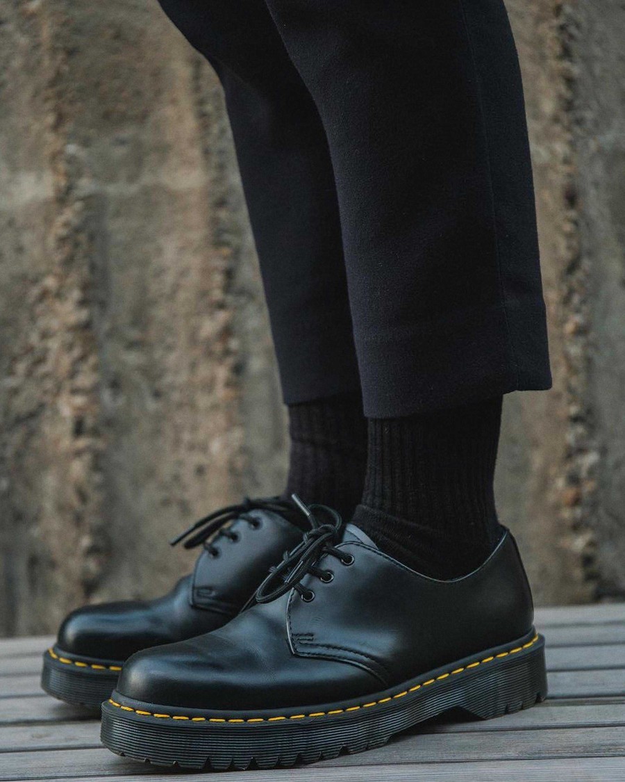 Messieurs Dr. Martens Chaussures A Lacets | Chaussures Oxford 1461 Bex En Cuir Lisse Noir — Lisse