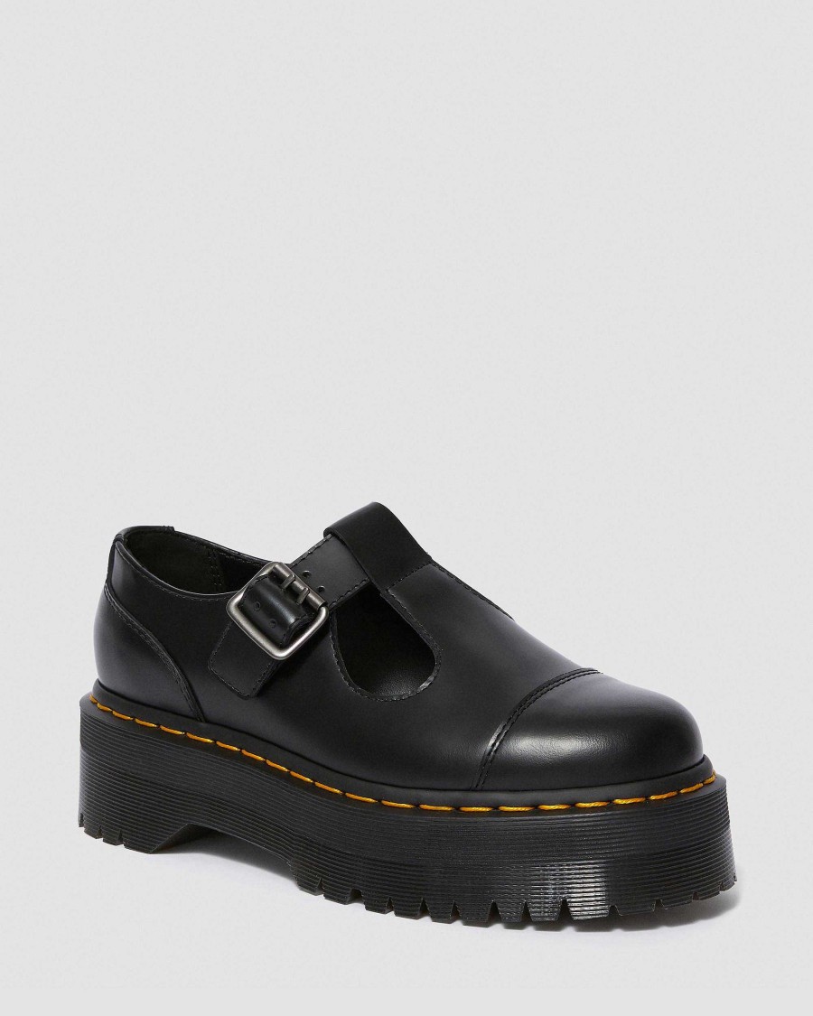 Dames Dr. Martens Chaussures Noires | Chaussures Mary Jane A Plateforme En Cuir Lisse Bethan Noir — Poli Lisse