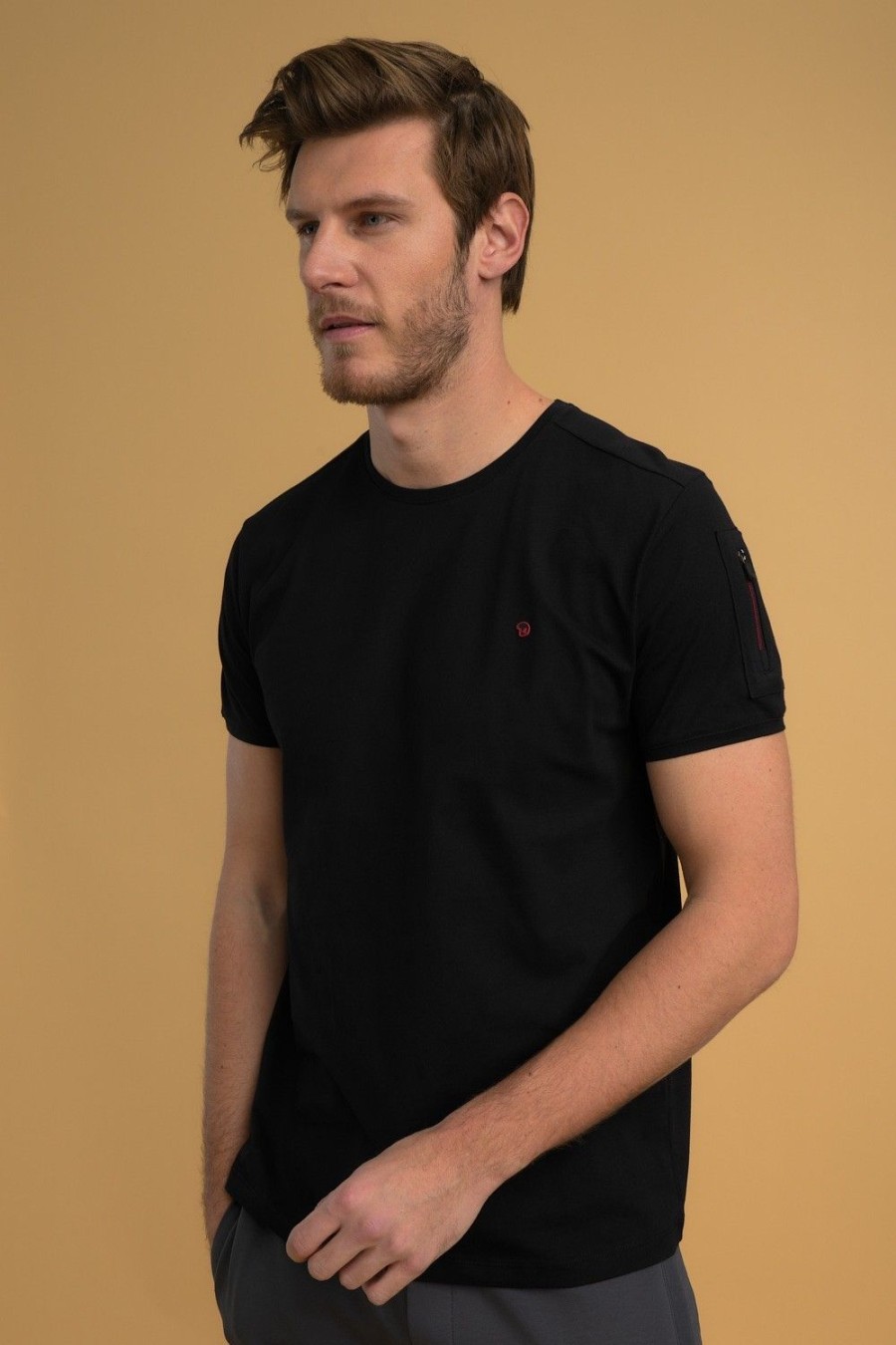 Homme Benson & Cherry T-Shirts Pour Homme | T-Shirt Manches Courtes Avec Poche Zippee Tiran Noir