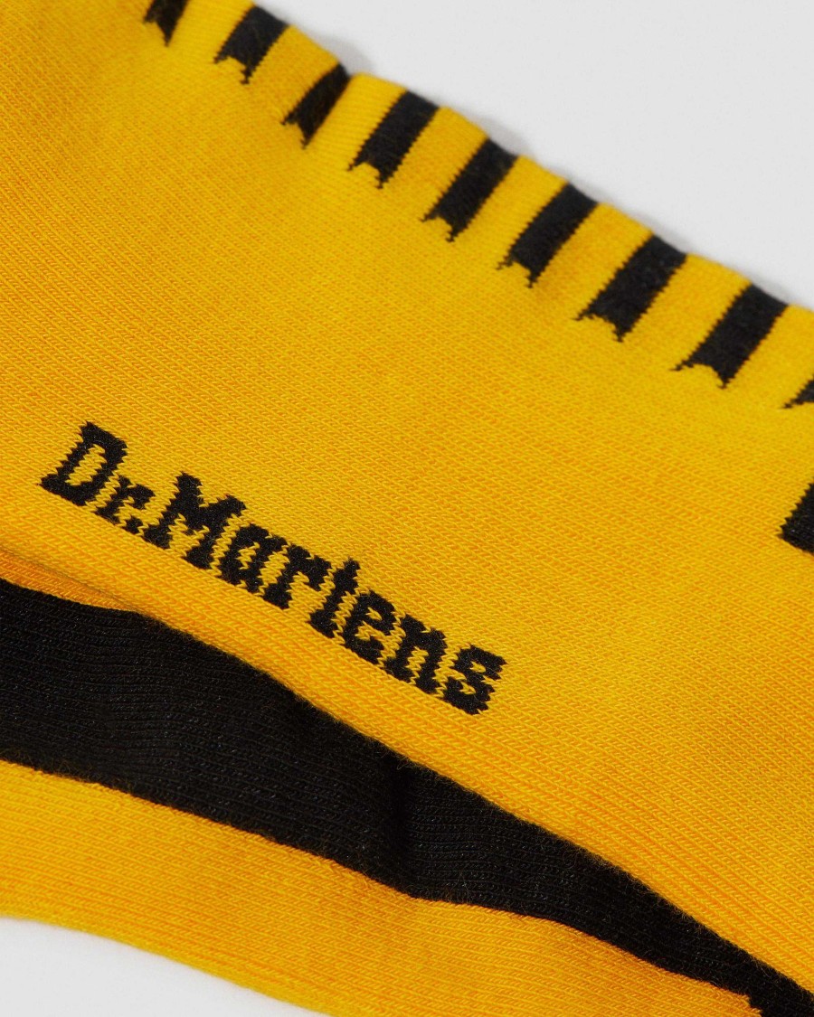 Accessoires Dr. Martens Toutes Les Chaussettes | Chaussettes En Melange Biologique Double Doc Jaune+Noir — Melange De Coton