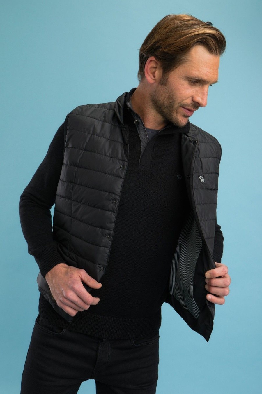 Homme Benson & Cherry Vestes Et Sweaterie Pour Homme | Gilet Sans Manches Matelasse Smart Noir