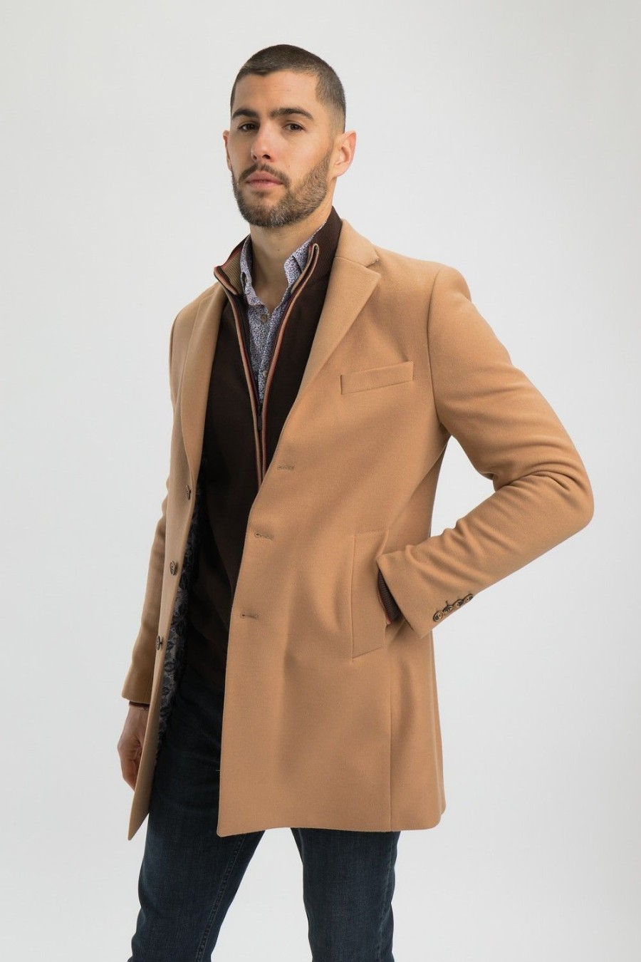 Homme Benson & Cherry Manteaux Et Blousons Pour Homme | Manteau Coupe 3/4 Racer Camel