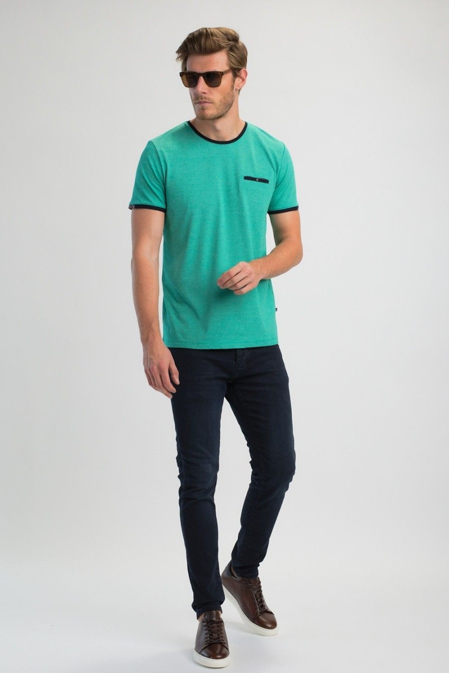 Homme Benson & Cherry T-Shirts Pour Homme | T-Shirt En Jersey Finement Raye Tenenan Vert