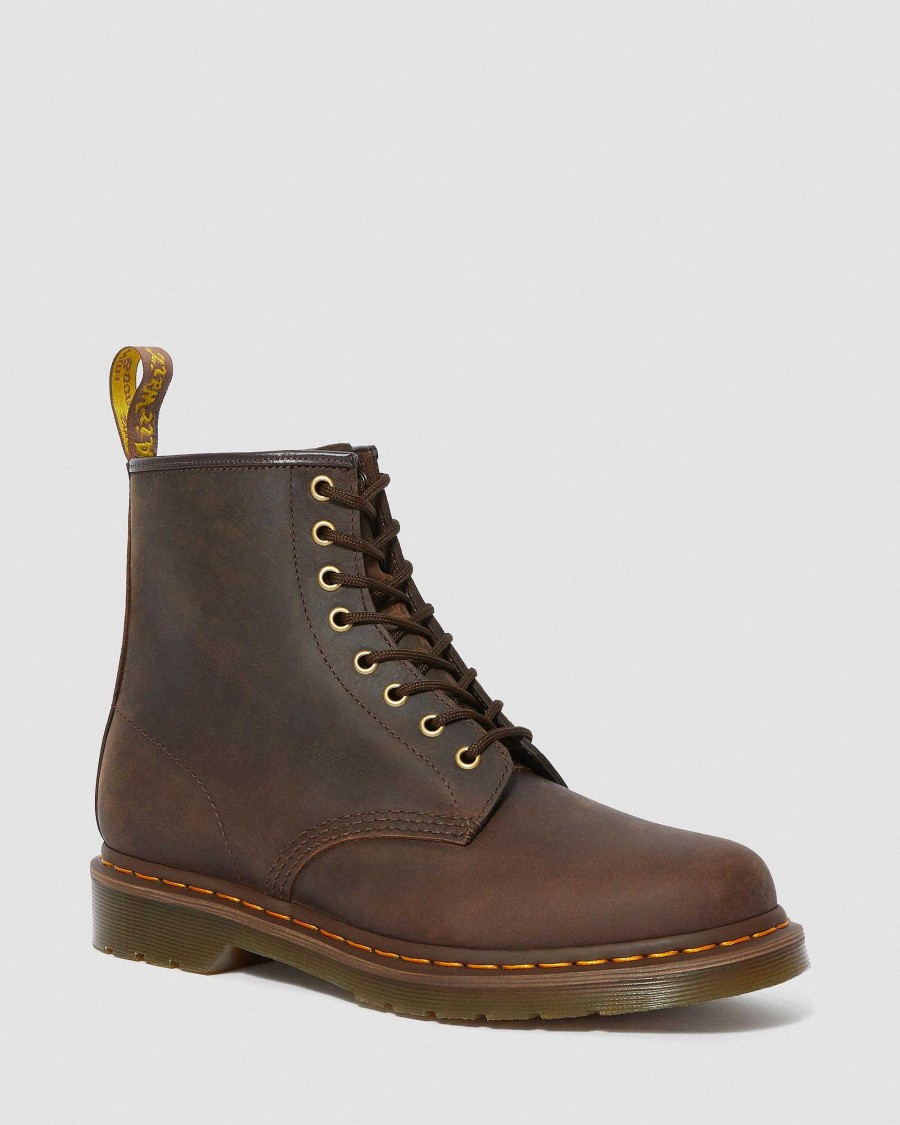 Messieurs Dr. Martens Maihars Bruns | Bottes A Lacets En Cuir 1460 Crazy Horse Marron — Crazy Horse+Pu