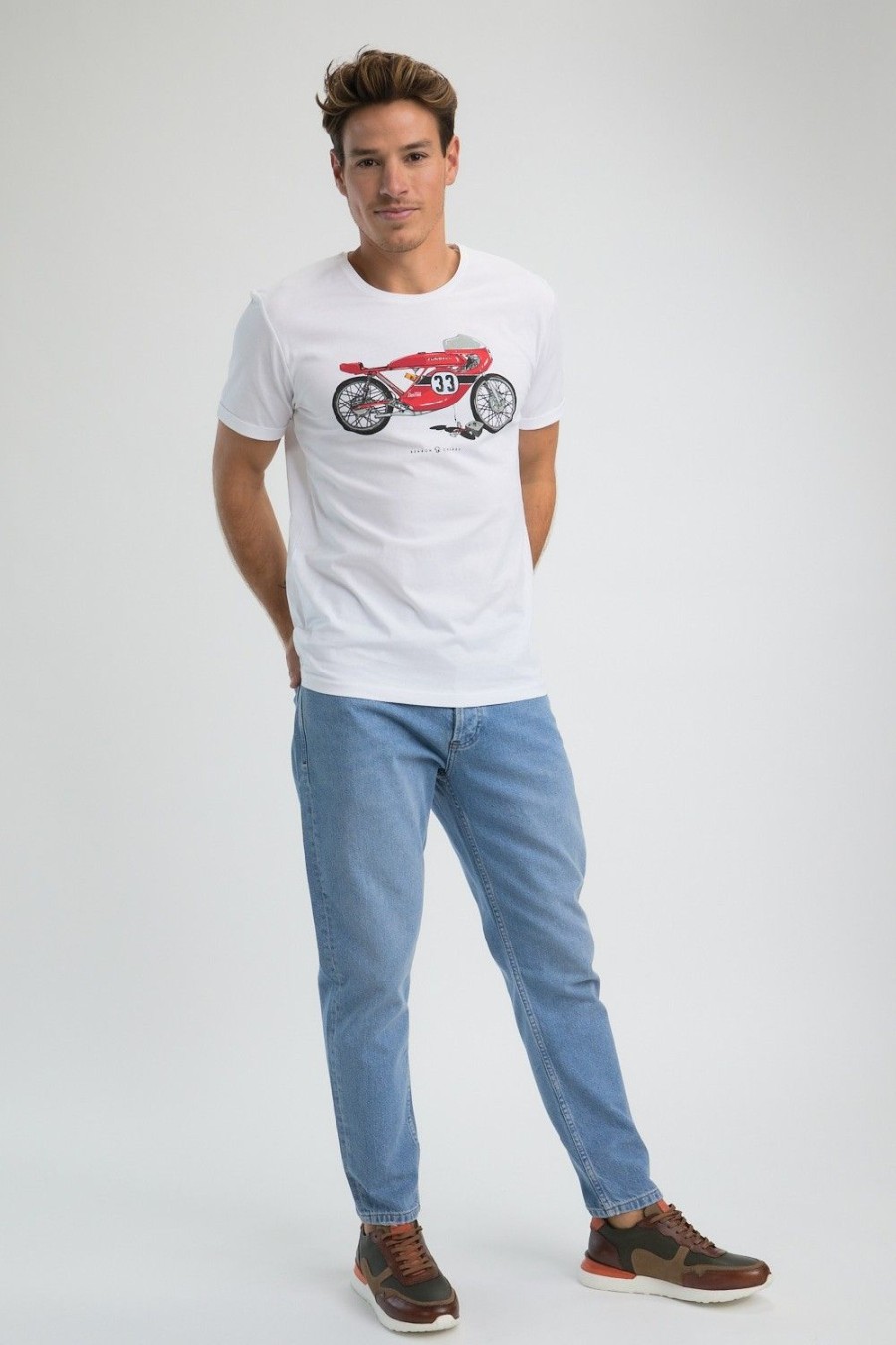 Homme Benson & Cherry T-Shirts Pour Homme | T-Shirt Jersey Zundapp Racer 50 Cc Tamia Blanc