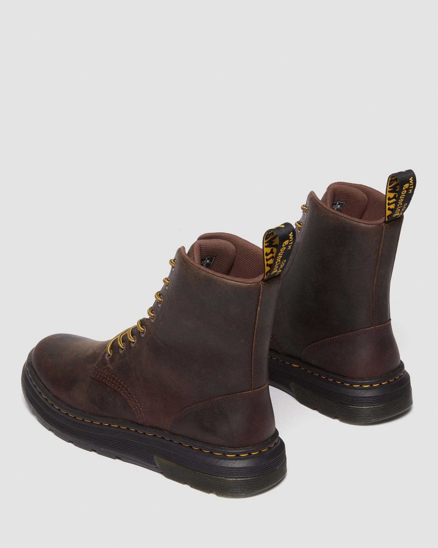 Messieurs Dr. Martens Chaussures Utilitaires | Bottines A Lacets En Cuir Crewson Marron Fonce — Crazy Horse+Pu