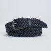 Homme Benson & Cherry Ceinture Homme | Ceinture En Cuir Tressee Cross Marine