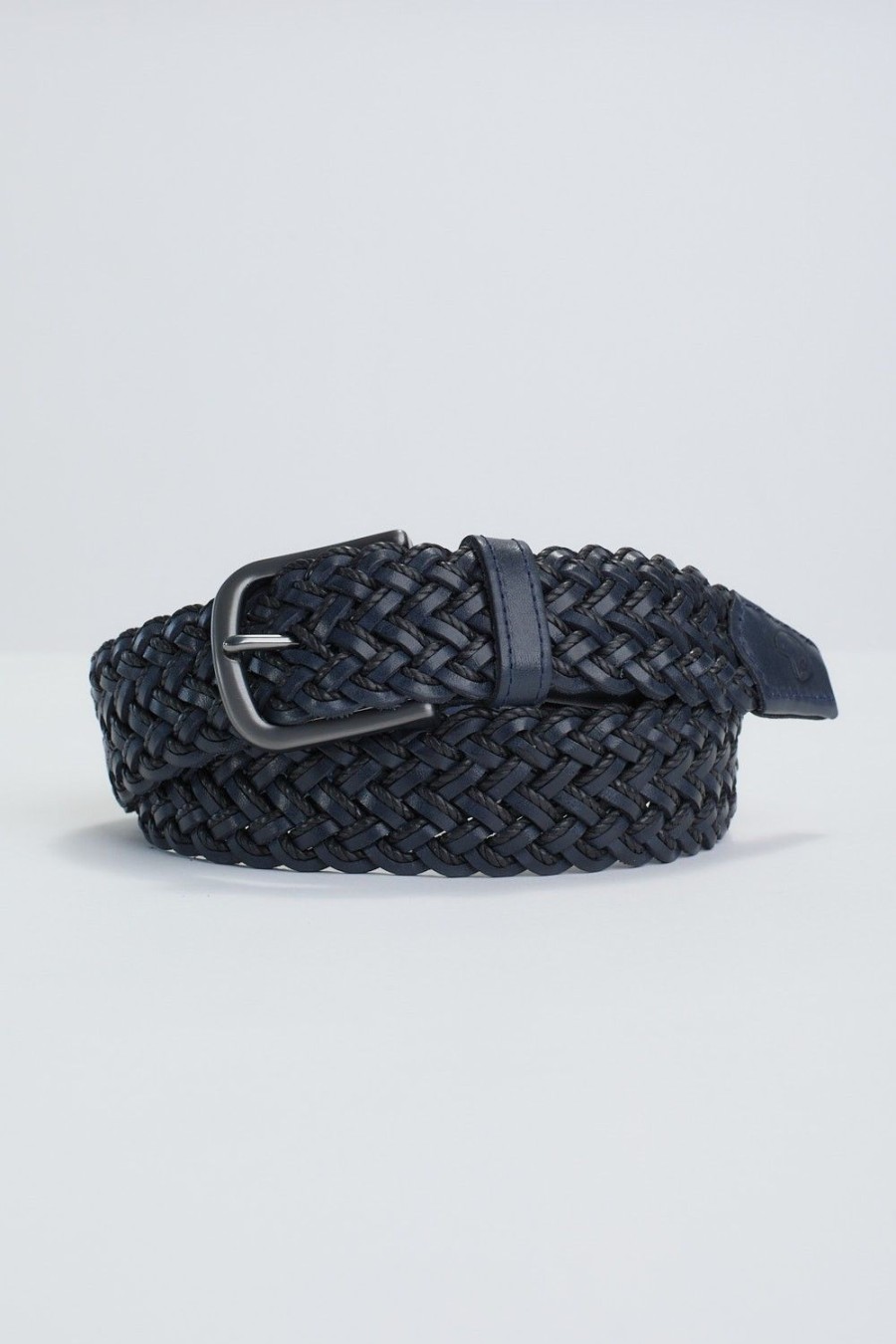 Homme Benson & Cherry Ceinture Homme | Ceinture En Cuir Tressee Cross Marine