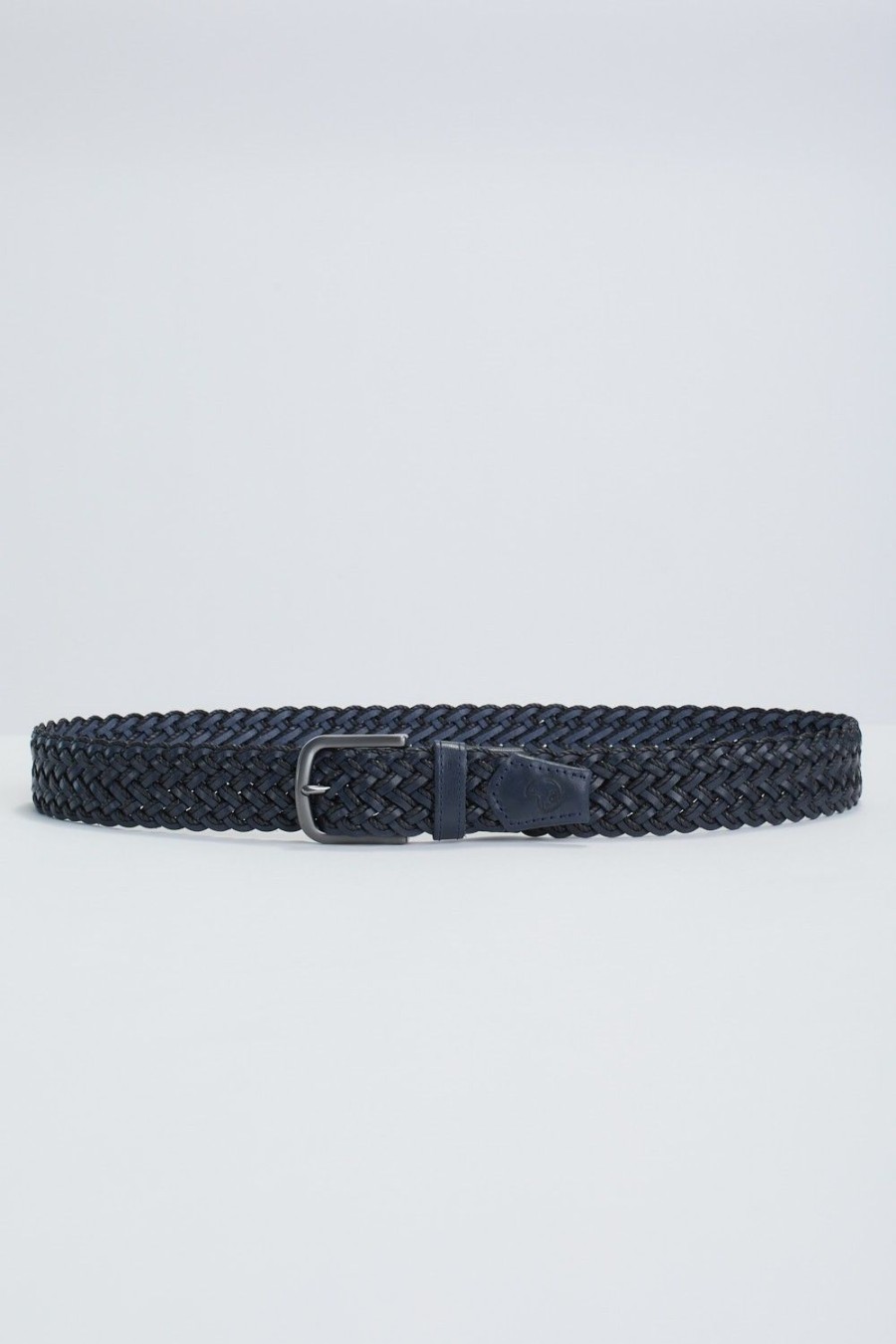 Homme Benson & Cherry Ceinture Homme | Ceinture En Cuir Tressee Cross Marine