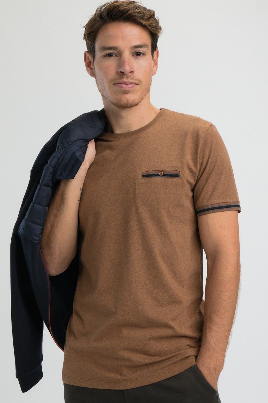 Homme Benson & Cherry T-Shirts Pour Homme | Tee-Shirt En Jersey Mouline Tanio Camel