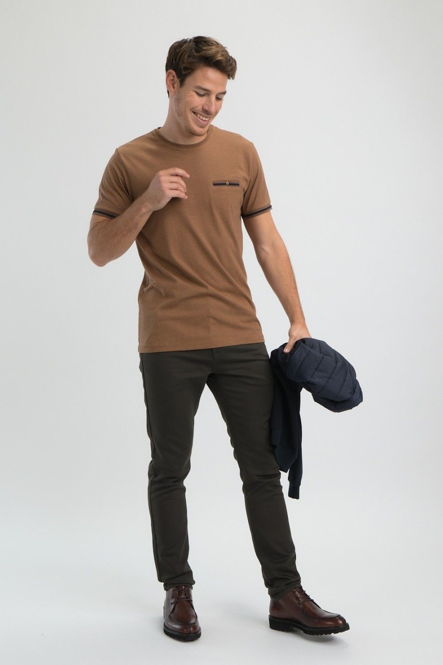 Homme Benson & Cherry T-Shirts Pour Homme | Tee-Shirt En Jersey Mouline Tanio Camel