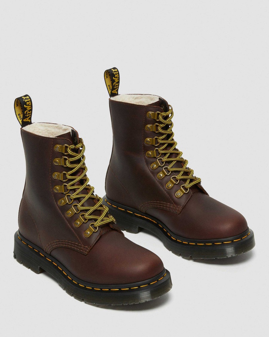 Dames Dr. Martens Fourmis D'Hiver | 1460 Pascal Dm Wintergrip Bottines En Cuir Brun — Chasse-Neige