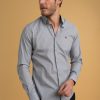 Homme Benson & Cherry Chemises Pour Homme | Chemise Popeline Manches Longues A Motif Luch Gris