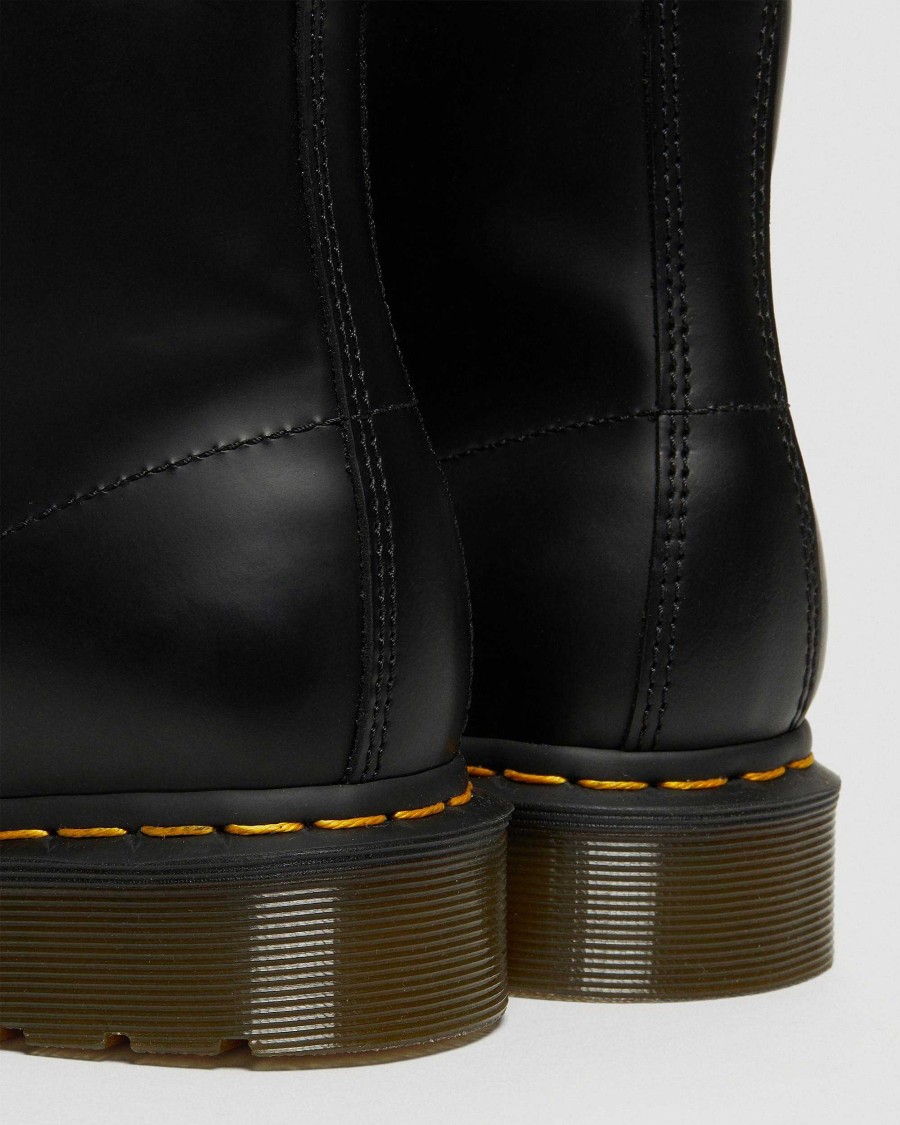 Messieurs Dr. Martens Tenias | Bottines En Cuir Lisse 101 Yellow Stitch Noir — Lisse