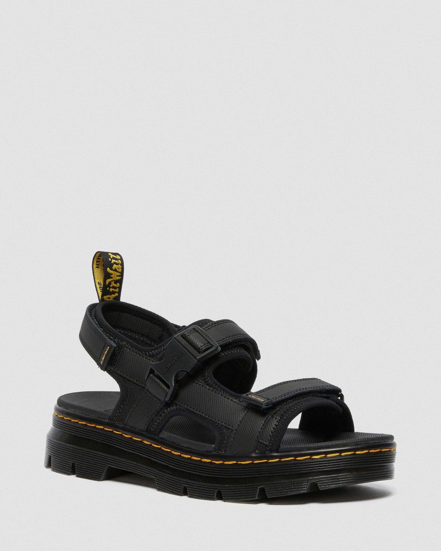 Messieurs Dr. Martens Sandales Noires | Sandales A Sangles Forster Noir