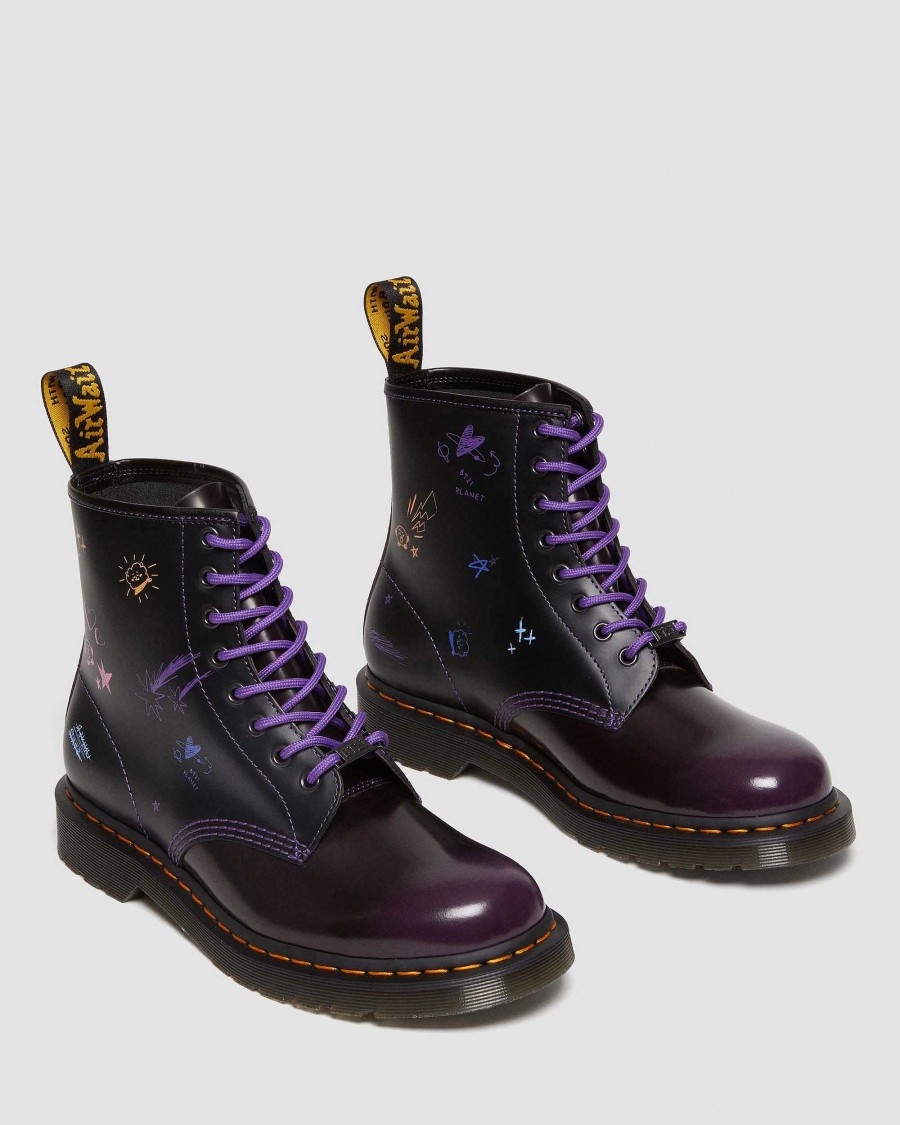 Messieurs Dr. Martens Tenias | 1460 Bt21 -Peignes En Cuir Violet + Noir — Arcadia