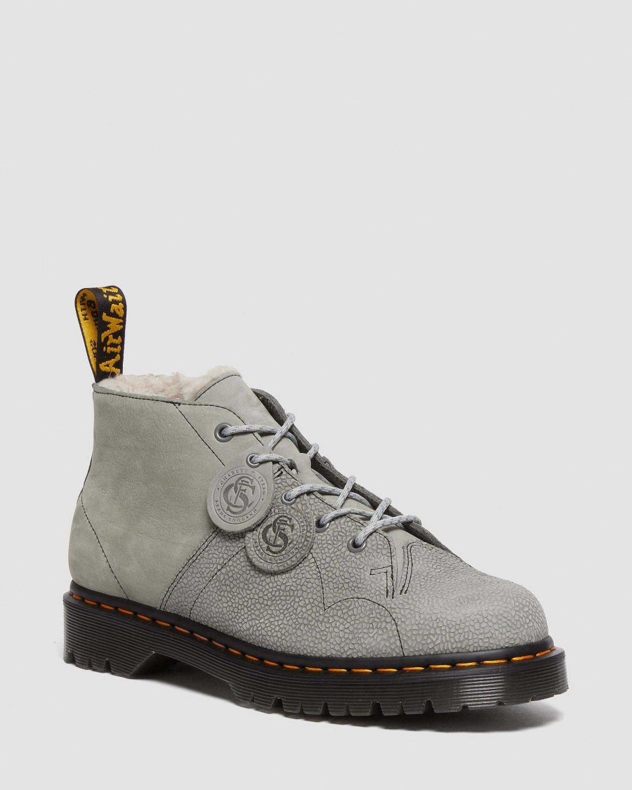 Messieurs Dr. Martens Fourmis D'Hiver | Church Nupuck - Bottines En Cuir Gris Moyen