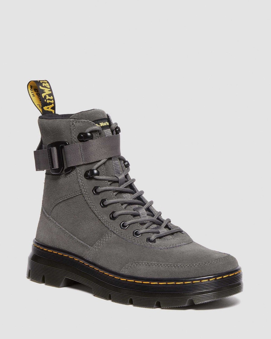 Messieurs Dr. Martens Chaussures Utilitaires | Bottes Utilitaires En Daim Combs Tech Gunmetal — Ehsuede