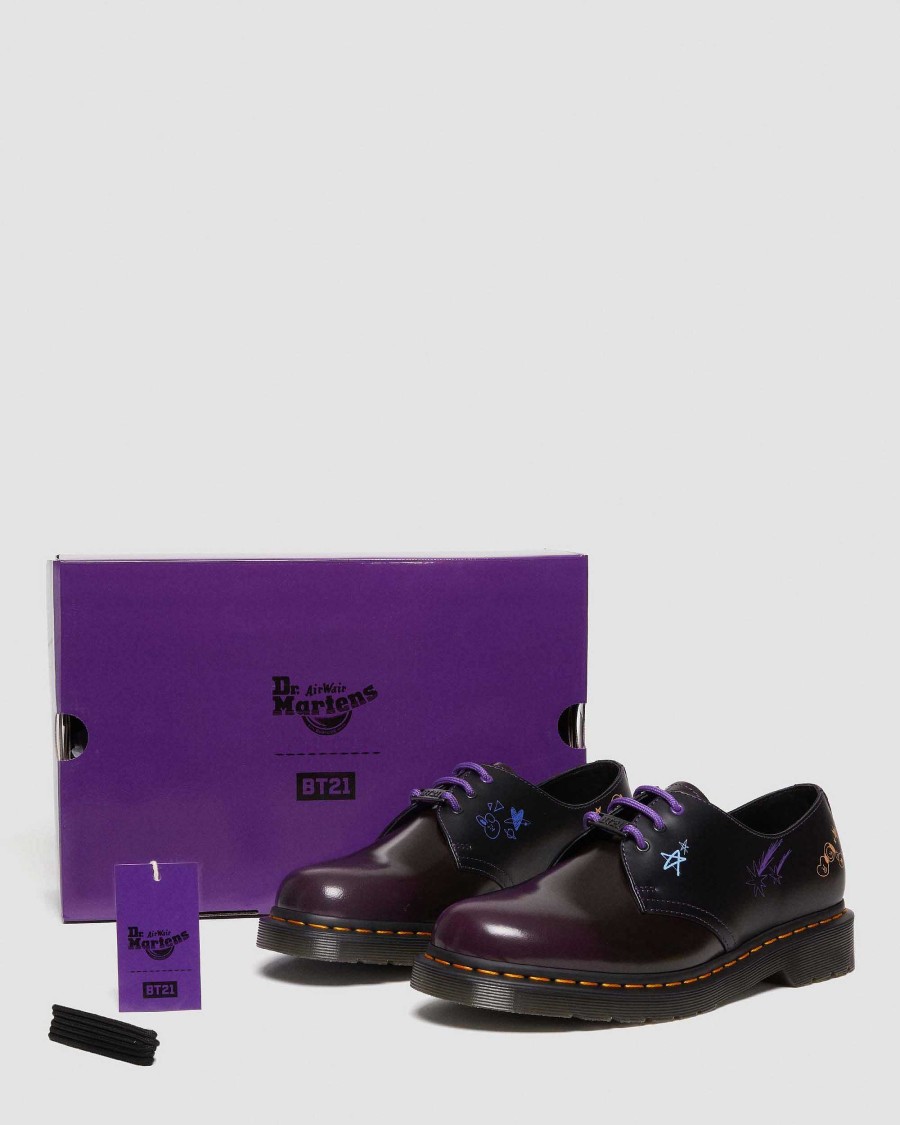 Messieurs Dr. Martens Chaussures A Lacets | 1461 Bt21 -Chaussures En Cuir Violet + Noir — Arcadia